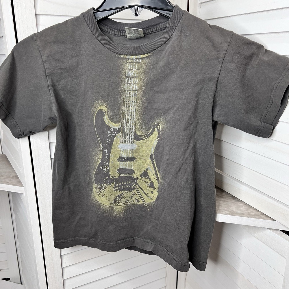 Vintage Y2K‎ Cygnus Electric Guitar T-Shirt Gray Boys Size Medium